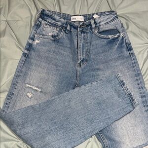 Zara Women's Blue Straight Leg Jeans